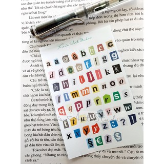 1 tờ sticker giấy 8x11cm chữ cái phong cách vintage retro, tạp chí, tờ báo cũ cắt rời trang trí sổ bullet journal