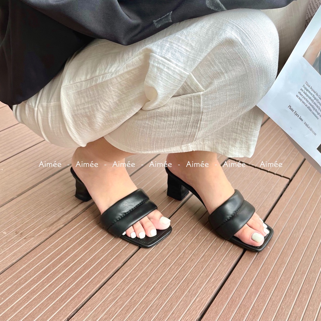 Dép Nữ Quai Ngang Viền Chỉ Đế Chun Xoắn Cao 5 Phân Sang Trọng Quý Phái