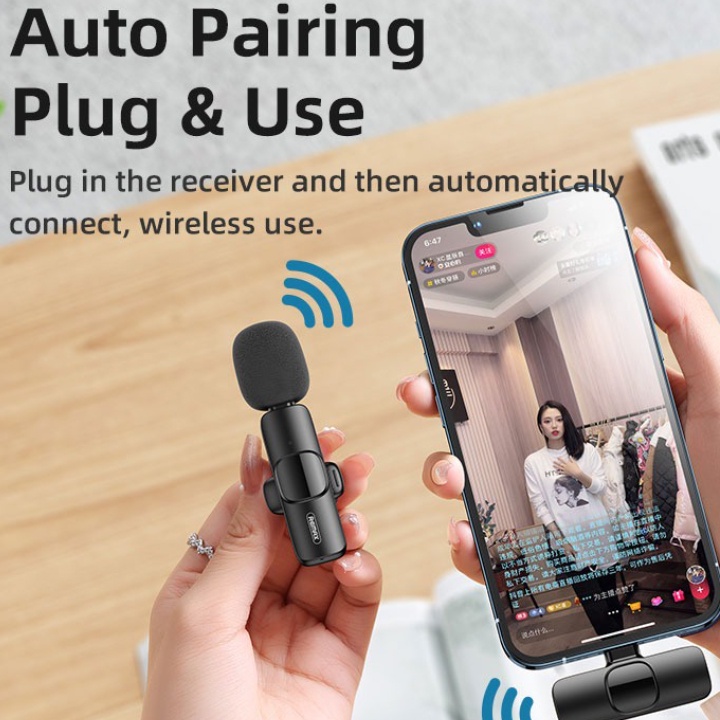 [Mã ELHACE giảm 4% đơn 300K] Micro không dây hỗ trợ Livestream cho thiết bị cổng USB Type C Remax K02