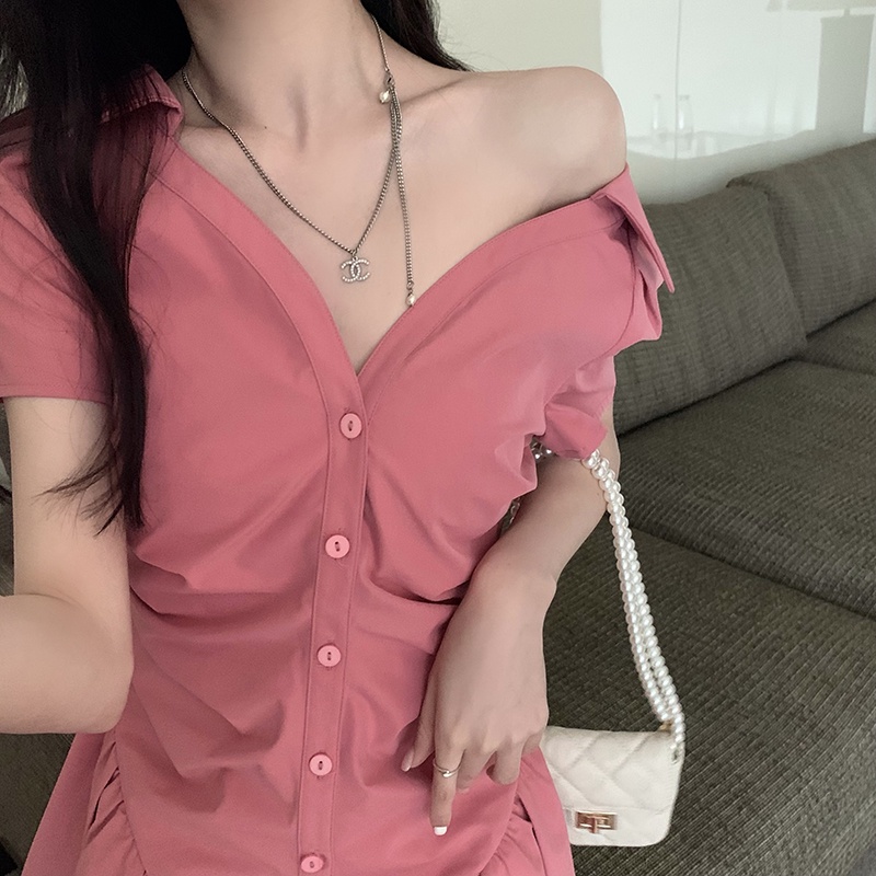 IELGY  Đầm chiffon Dáng Chữ A Màu Trơn Phong Cách Hàn Quốc Thời Trang Cho Nữ