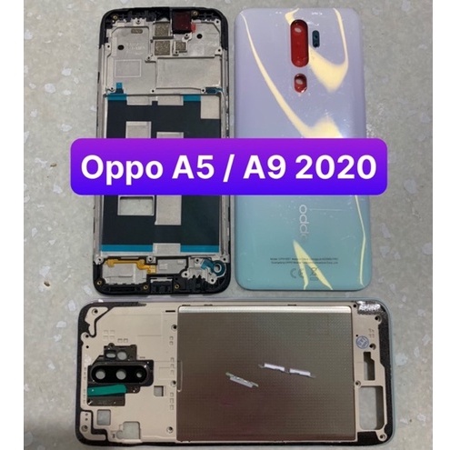 bộ vỏ oppo A9 2020 (gồm lưng,xương ,sườn,phím,kính camera)