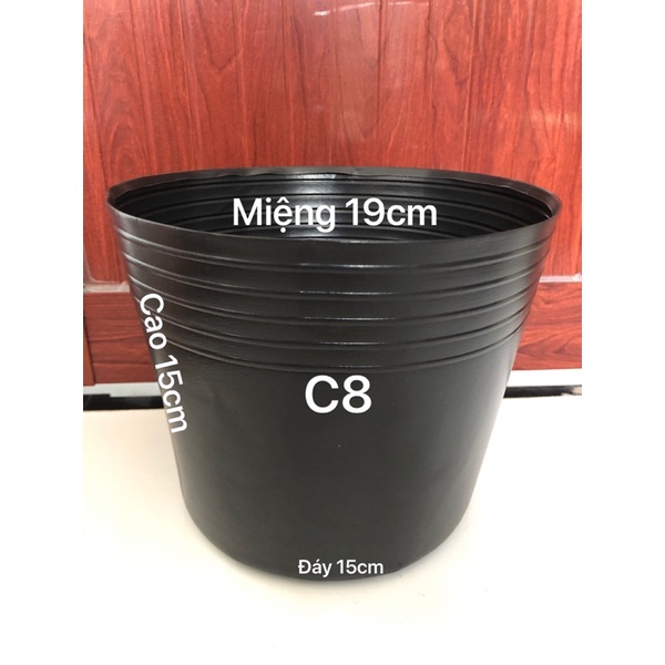 { 50 Cái } Chậu Nhựa Trồng Cây C8 Đen Dày Dặn