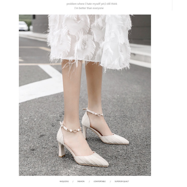 Giày cao gót mũi nhọn phong cách Pháp thanh lịch thời trang