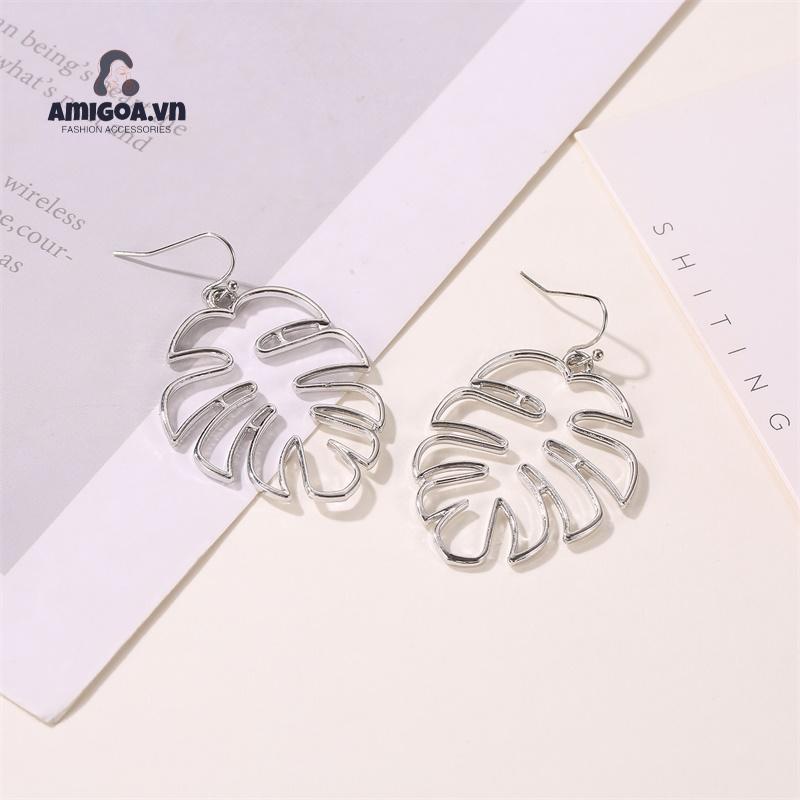 Khuyên Tai Lá Chuối Rỗng Đơn Giản Phong Cách Dân Tộc Cổ Điển