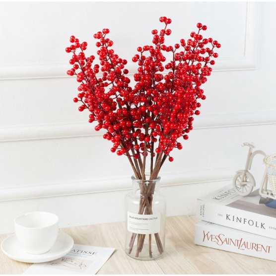 Hoa giả - Cành đào đông 6 nhánh decor trang trí cắm lọ bình đẹp