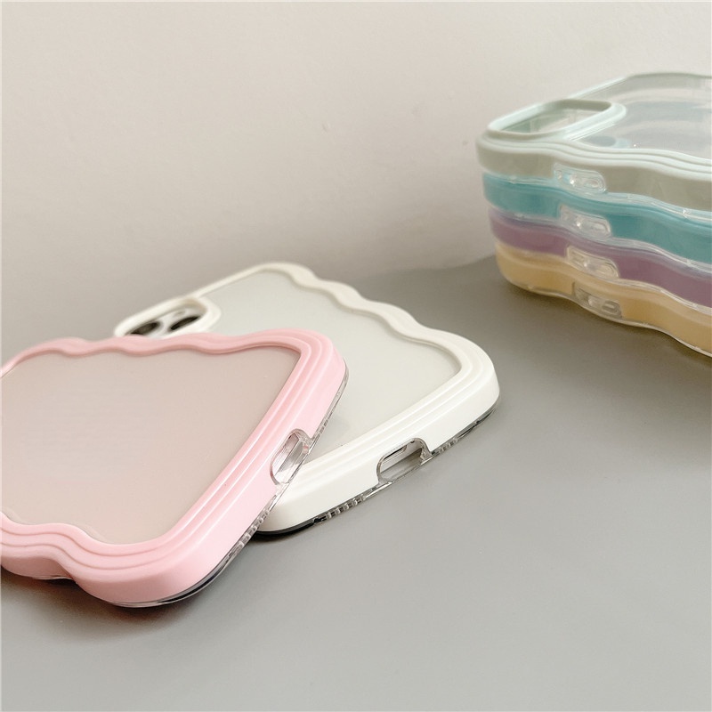 Ốp Điện Thoại Viền Lượn Sóng Màu Macaron Chống Sốc Cho IPhone 14 13Pro Max 12 11 Pro Max 8 7 Plus X XS XR