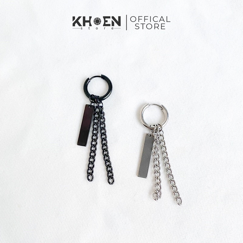 (1 Chiếc) Khuyên tai Tròn Thanh dài dây xích