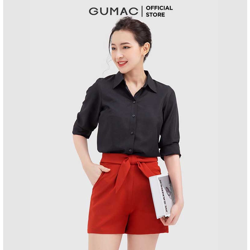 [Mã WABRGUM giảm 10% tối đa 30K đơn 99K] Áo sơ mi nữ công sở thời trang GUMAC màu đen công sở cơ bản AB922 sơ mi dài tay | BigBuy360 - bigbuy360.vn