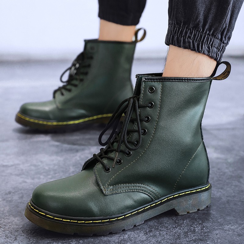 Giày bốt kiểu cao bồi Dr. Martens1460 màu trắng thời trang phong cách retro dành cho nam và nữ "