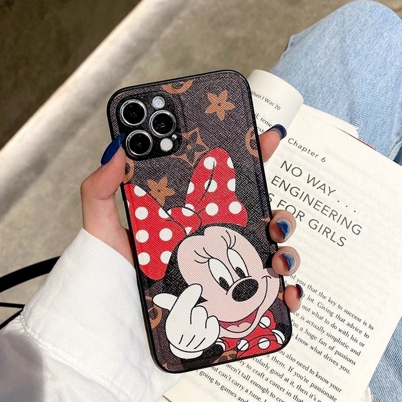 Ốp Điện Thoại Da Mềm Họa Tiết Chuột Mickey Minnie Thời Trang Cho iPhone 14 13 12 11 Pro Max X XS XR 7 8 Plus