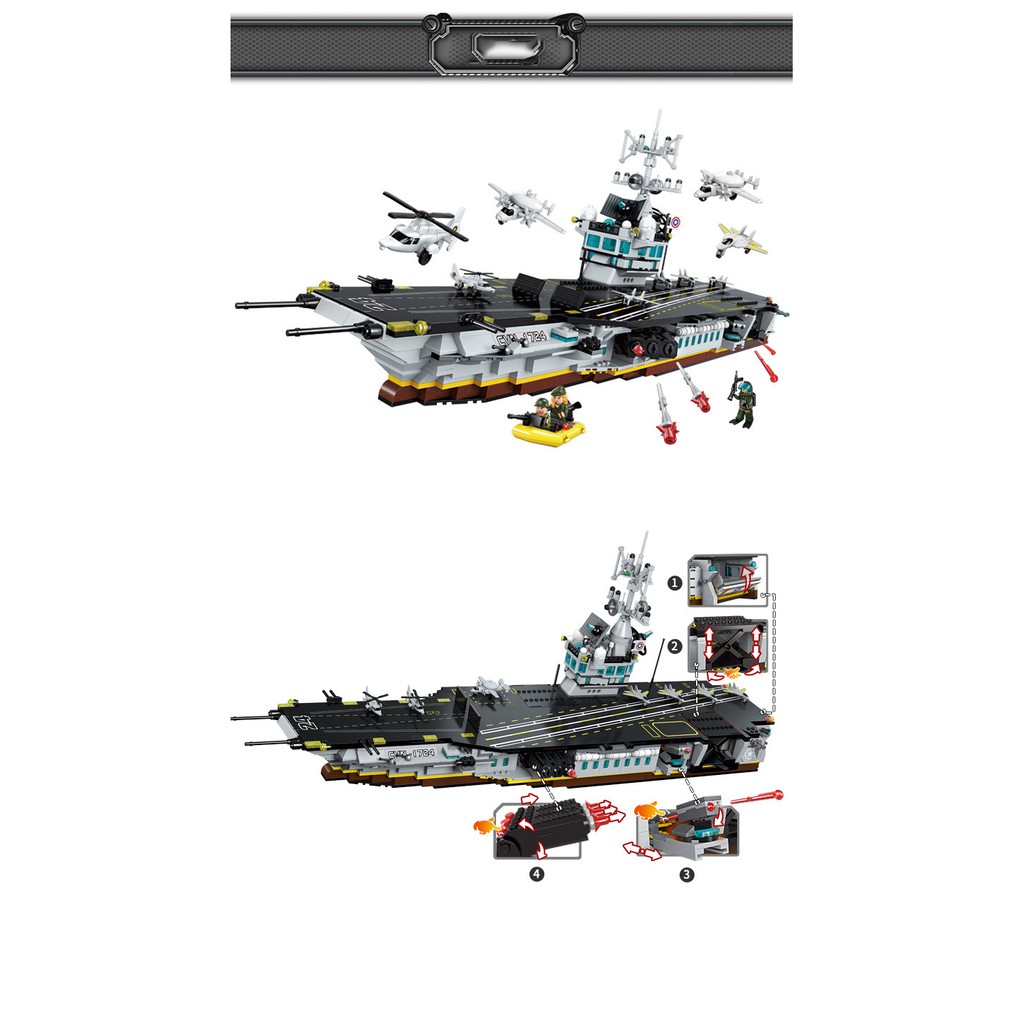 Đồ chơi lắp ráp Thuyền Chiến hạm Sân bay 1724 - Tàu Thủy hạng nặng - Enlighten WarShip 1724