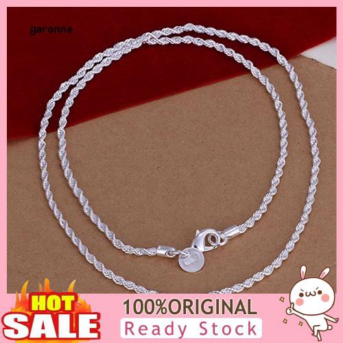 Dây Chuyền Mạ Bạc Dạng Xoắn 2mm Kích Thước 16/18/20/22/24 Inch