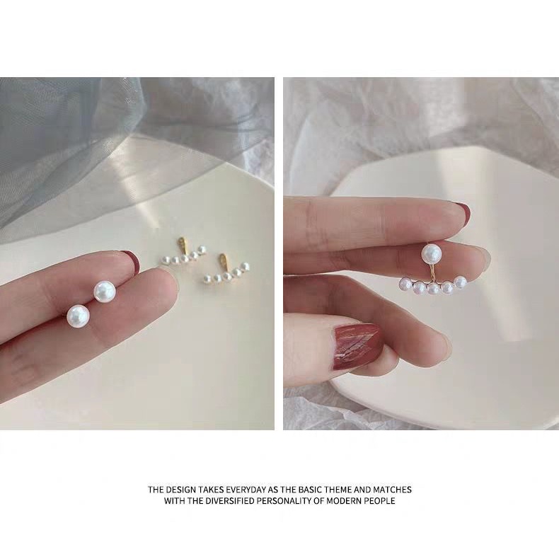 Bông Tai Mạ Bạc 925 đính đá ngọc trai nhân tạo Xinh Xắn Phong Cách Hàn Quốc BO16