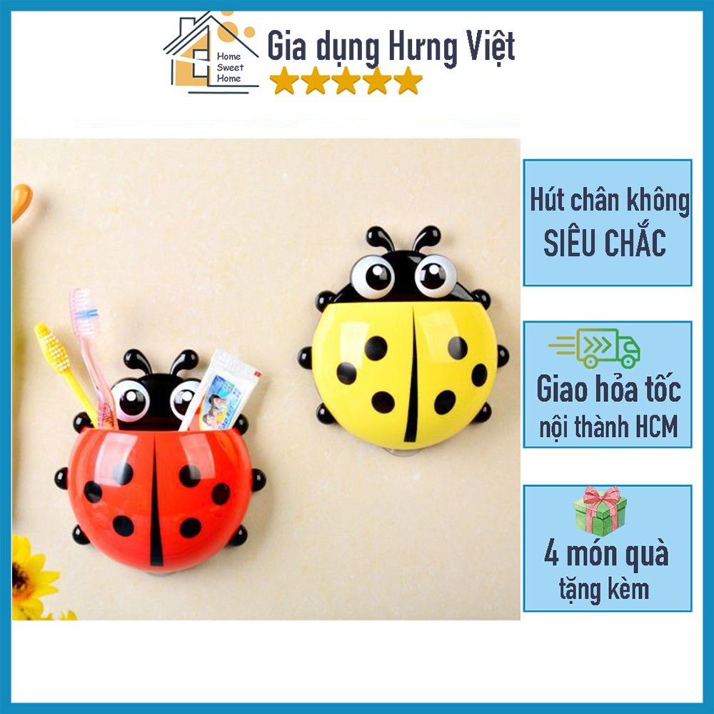 Giá Cắm Bàn Chải Đánh Răng Cho Bé và Người Lớn, Hút Chân Không, Hình Bọ Rùa Dễ Thương [KHAY BỌ RÙA]