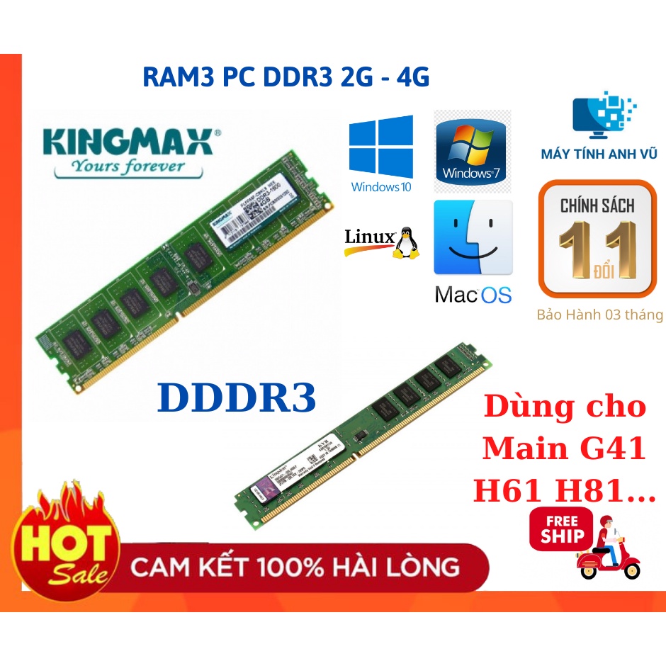 Ram Máy tính PC và Laptop các loại DDR2 DDR3 PC3L DDR4 2G 4G Hàng bóc máy đẹp Bảo hành 3 tháng