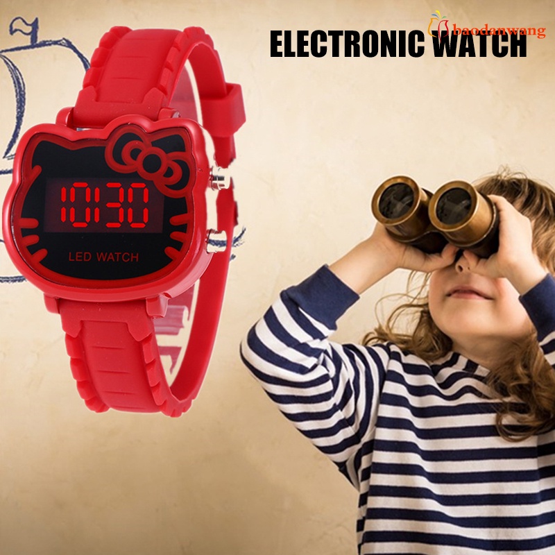 Đồng Hồ Điện Tử Dây Silicon Mềm Họa Tiết Hoạt Hình Dễ Thương Cho Bé Gái