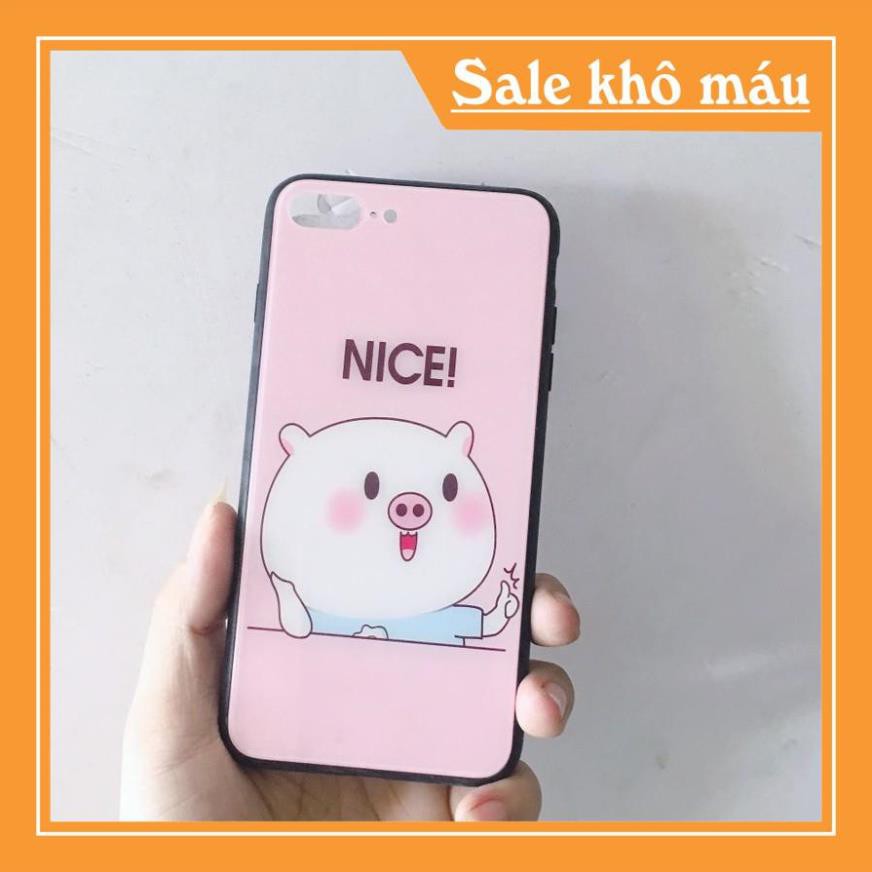 [FSHIP] [Freeship toàn quốc từ 50k] IPHONE 7+/8+ ỐP MẶT LƯNG KÍNH HÌNH HEO SIÊU DỄ THƯƠNG -rẻ