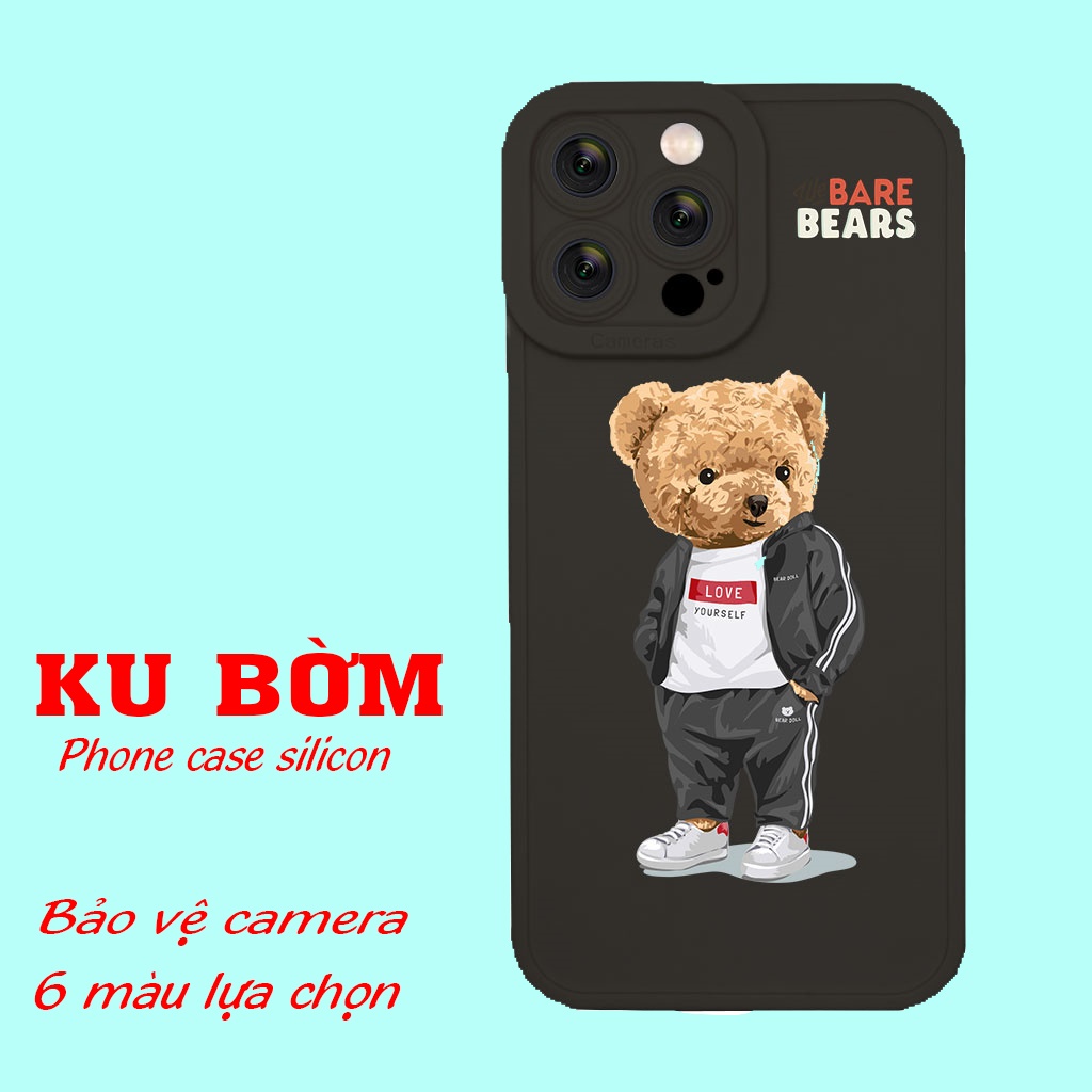 Ốp điện thoại chống sốc gấu bông thời trang cho Iphone 6 7 8 Plus 11 12 13 mini Pro Max X Xr HA-22BEAR005