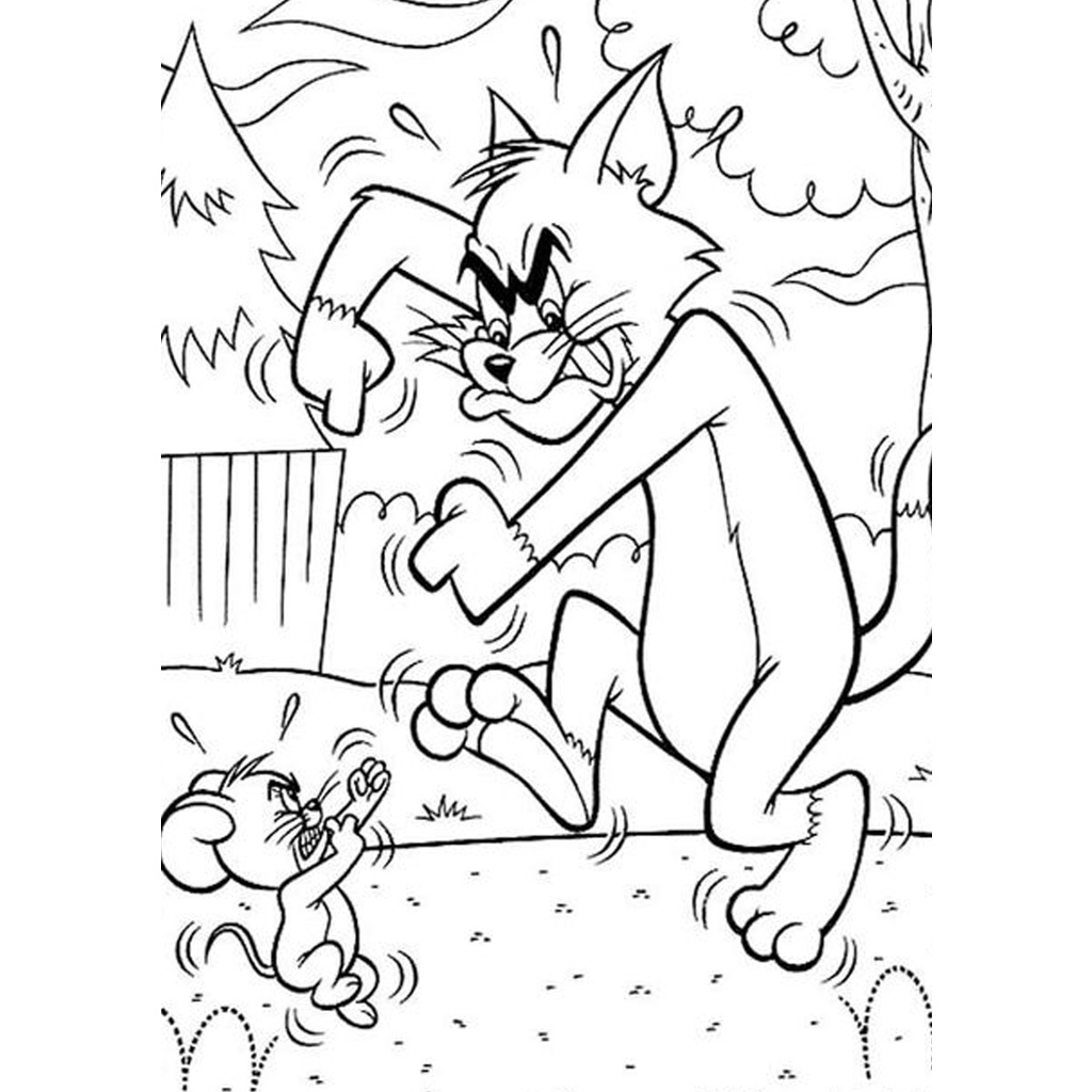 Line art Tranh tô màu Anime khổ A4 - Cho những bạn yêu thích phim TOM AND JERRY