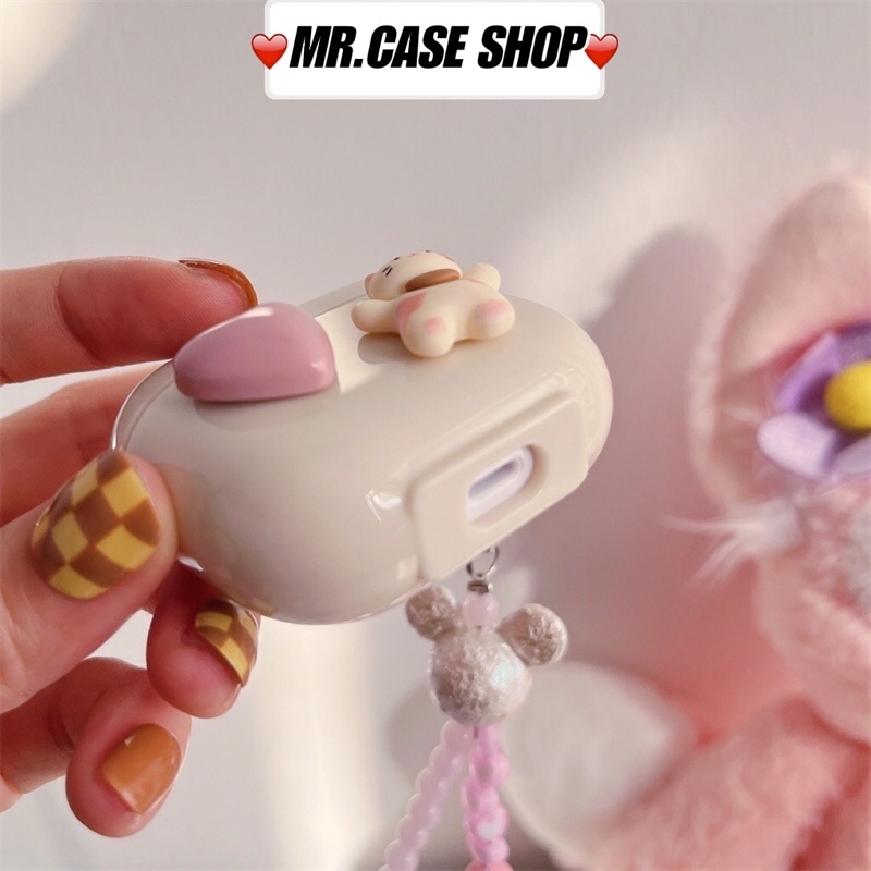 Case Airpods 1/2 /3/Pro Vỏ Ốp Tai Nghe Nhựa Dẻo Hình Hoạt Tiết Mèo Tim Kèm Dây Đeo Dài - Mr.Case AirPods