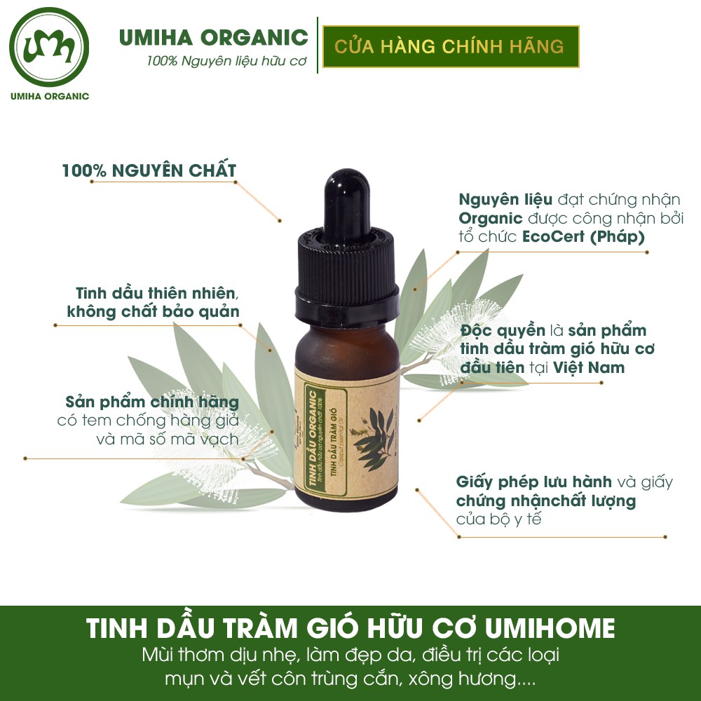 Tinh dầu Tràm cho Bé hữu cơ U Minh Hạ nguyên chất - Dùng xông tắm ngừa cảm lạnh, ho cảm cúm, xoa vết côn trùng cắn đốt