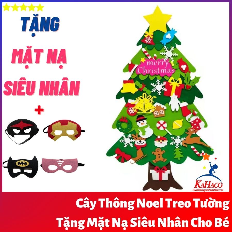 Cây thông noel vải treo tường cao 1M1 và 34 Phụ Kiện