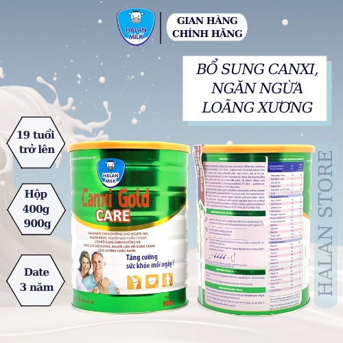 Sữa bột Canxi gold care 400g-900g, Cung cấp canxi cho xương chắc khỏe,chống loãng xương,Halan milk