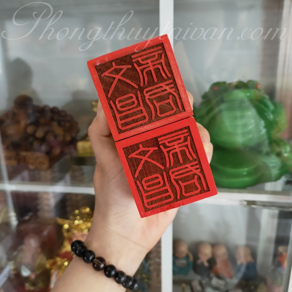 Dấu,Ấn Mộc Gỗ Đào,Đế đựng Dấu