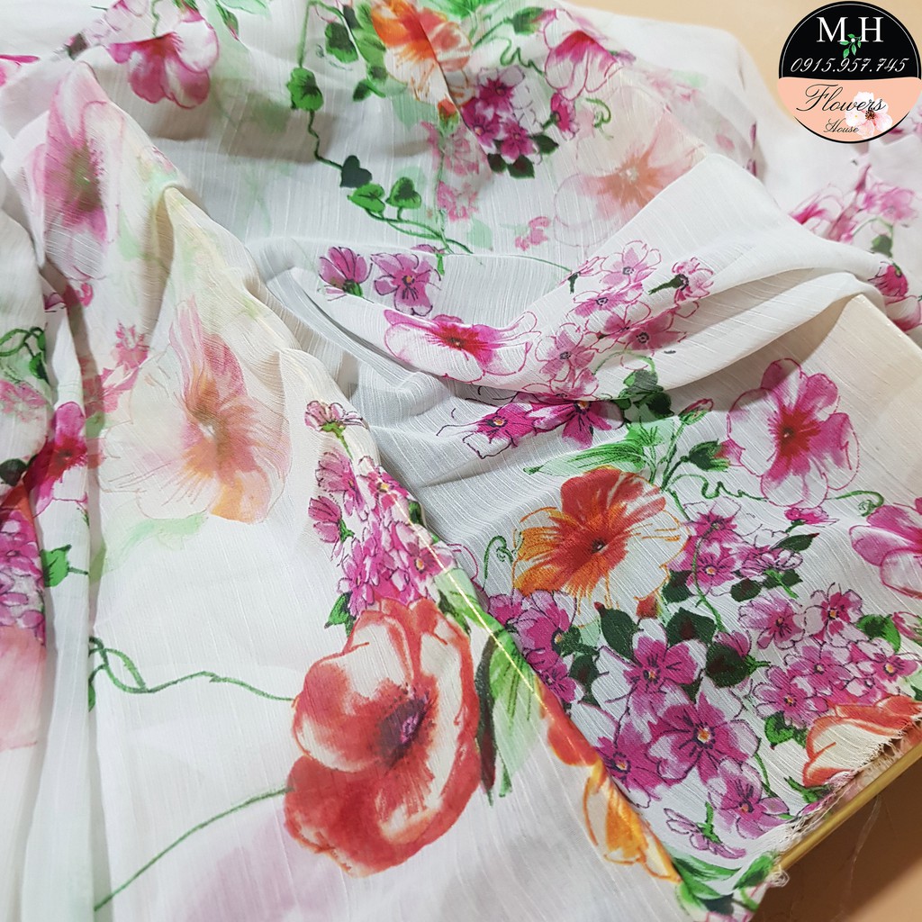 Vải voan hoa nhí các màu dùng may đồ nữ gồm mảnh lẻ size giá hạt dẻ Maihoaflower