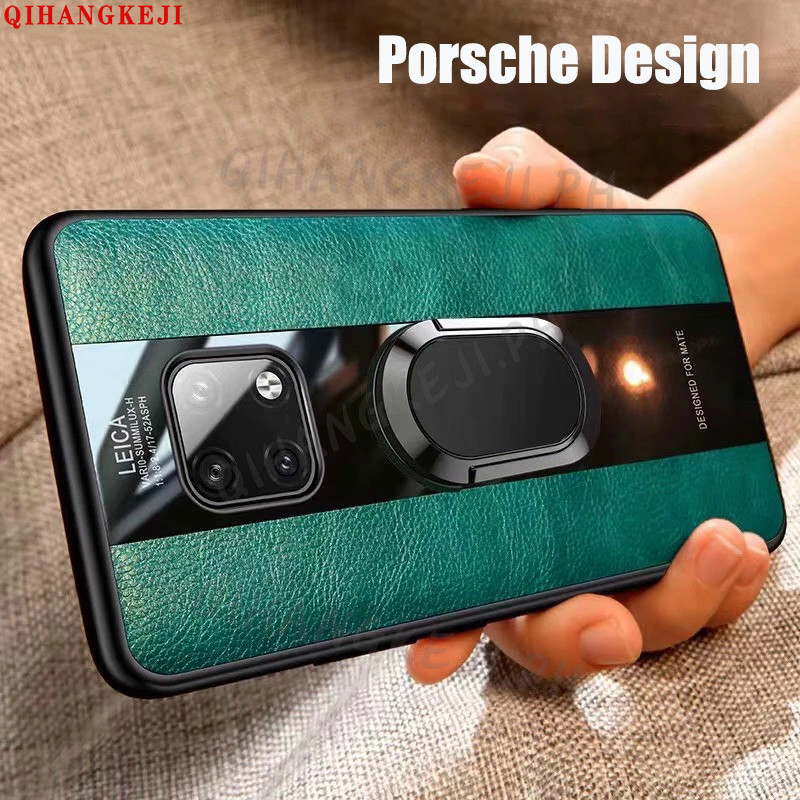 PORSCHE Ốp Lưng Da Kèm Nhẫn Móc Ngón Tay Cho Oppo A3S A5S A7 A5 A9 2020 A83 A1 A57 A39 A12 A12E