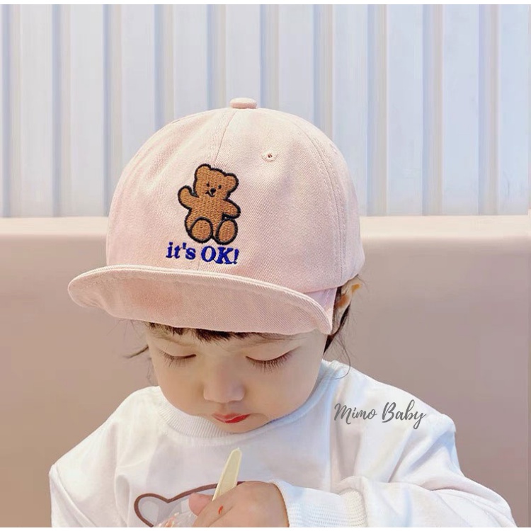 Mũ nón lưỡi trai thêu hình gấu dễ thương cho bé MH120 Mimo Baby