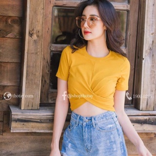 Áo đắp chéo eo croptop - chất thun lụa