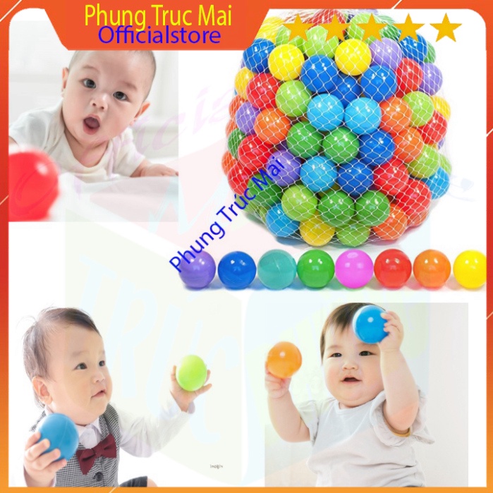 Túi 100 quả bóng nhựa đồ chơi cho bé - Kích thước 5.5cm - Hàng Việt Nam chất lượng cao