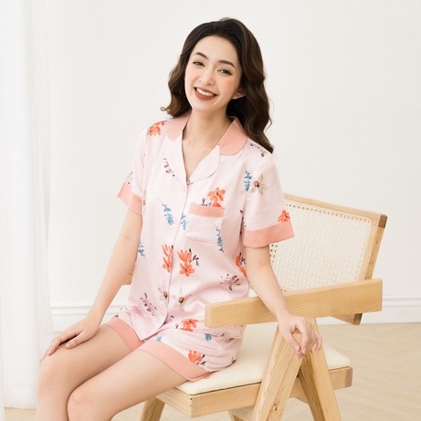 Pijama Đùi Bộ Đồ Ngủ Nữ Chất Liệu Lụa Cao Cấp Thoáng Mát Mềm Mịn