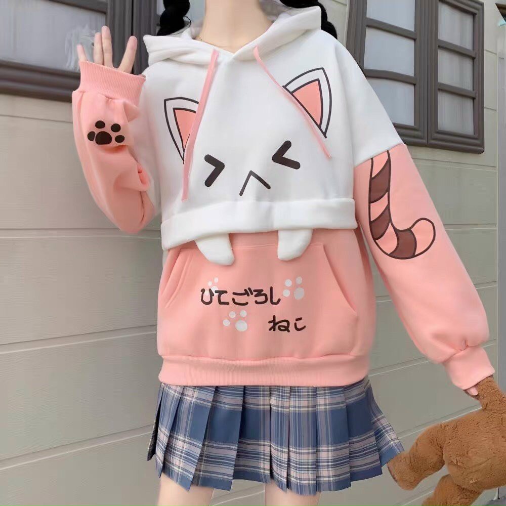 ÁO KHOÁC HOODIE MÈO TAI THỎ PHỐI MÀU CỰC CHẤT SWEATER CAO CẤP BỀN MÀU 1KENZ | BigBuy360 - bigbuy360.vn