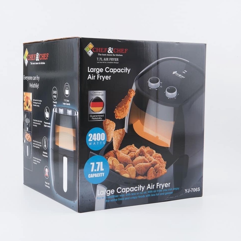 NỒI CHIÊN KHÔNG DẦU CHIÊN NƯỚNG CHEF&amp;CHEF YJ-706S 7.7L MẪU MỚI KÈM TAY ĐẢO