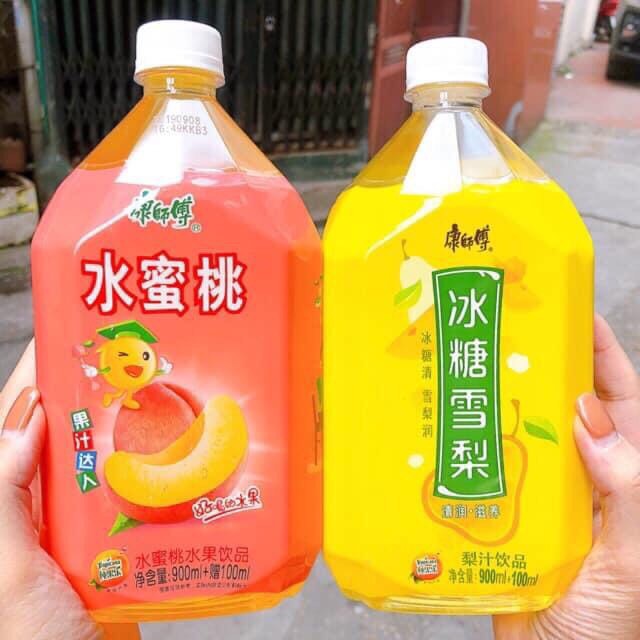 (Sẵn hàng) chai 1000ml nước lê-đào thơm mát ngọt dịu