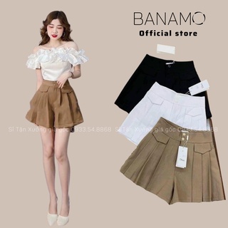 Quần short nữ túi nắp 2 khuy hàng thiết kế siêu đẹp thời trang Banamo