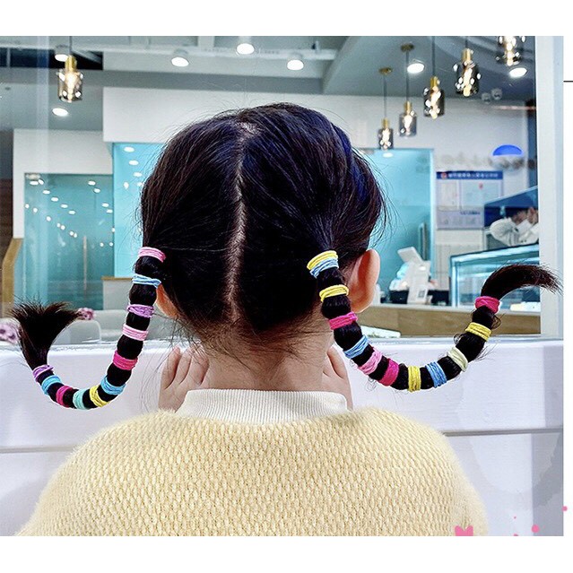 Sét 50 chun buộc tóc co giãn nhiều màu sắc cho bé gái