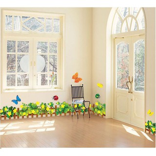 Miếng Decal dán chân tường hoa dừa cạn vàng DCT027 - Thổi Hồn Vào Không Gian Sống Của Bạn