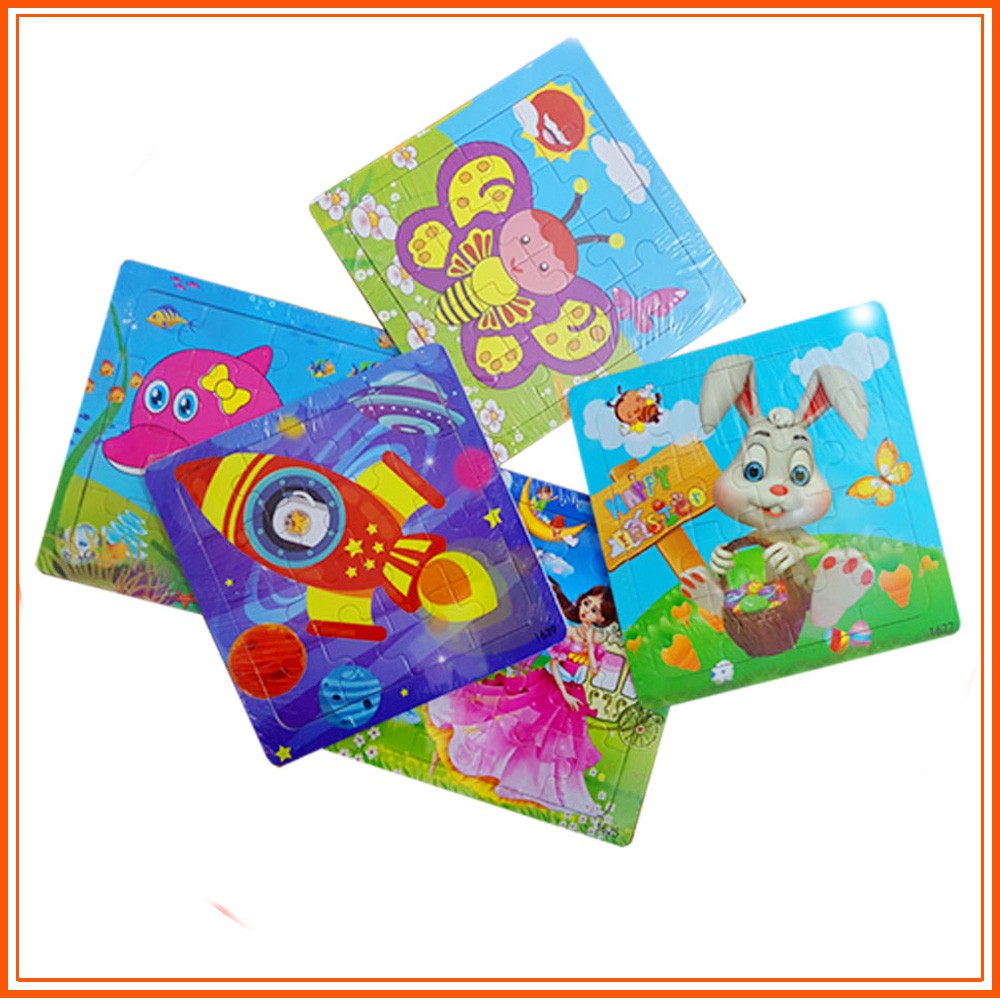 Set 5 Sản Phẩm Ngẫu Nhiên Tranh Ghép Bằng Gỗ 16 Miếng Chủ Đề Động Vật Giao Thông Cho Bé