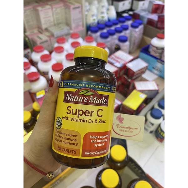 Viên uống hỗ trợ miễn dịch Super C With Vitamin D3 and Zinc 200 viên