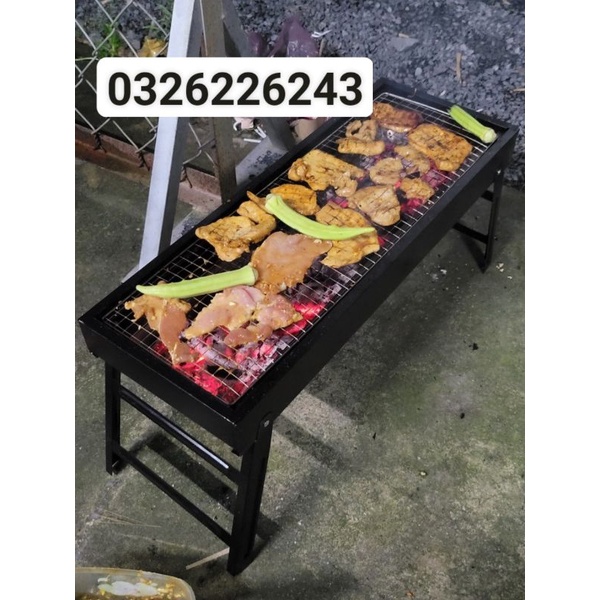 Bếp nướng than hoa BBQ ngoài trời, lò nướng chịu nhiệt chân gấp gọn đa năng cao cấp