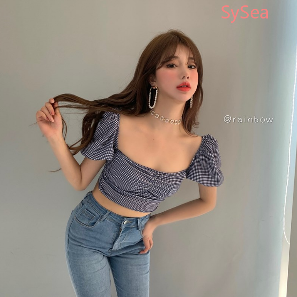 Áo Croptop Tay Ngắn Kẻ Sọc Thời Trang Mùa Hè Quyến Rũ Cho Nữ