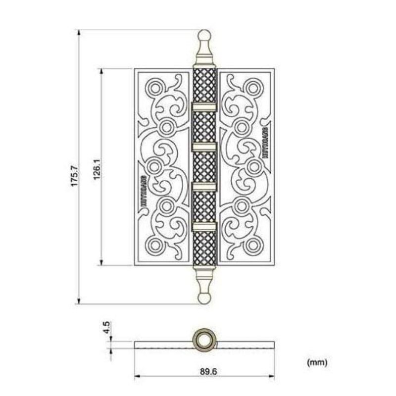 Bản lề cửa gỗ bằng thau Huy hoàng O1