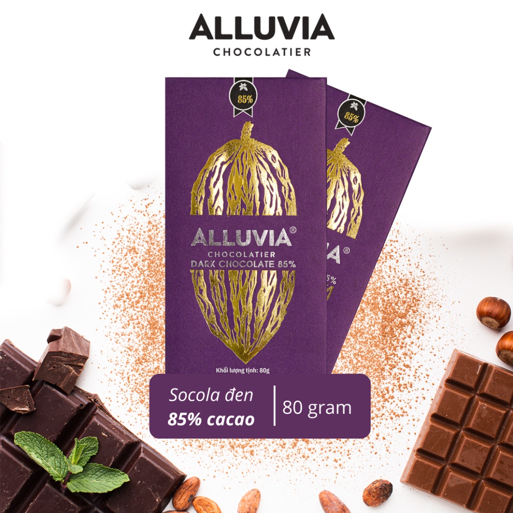 Socola đen nguyên chất ít đường 85% cacao Alluvia Chocolate đắng đậm Dark Chocolate 85% | BigBuy360 - bigbuy360.vn