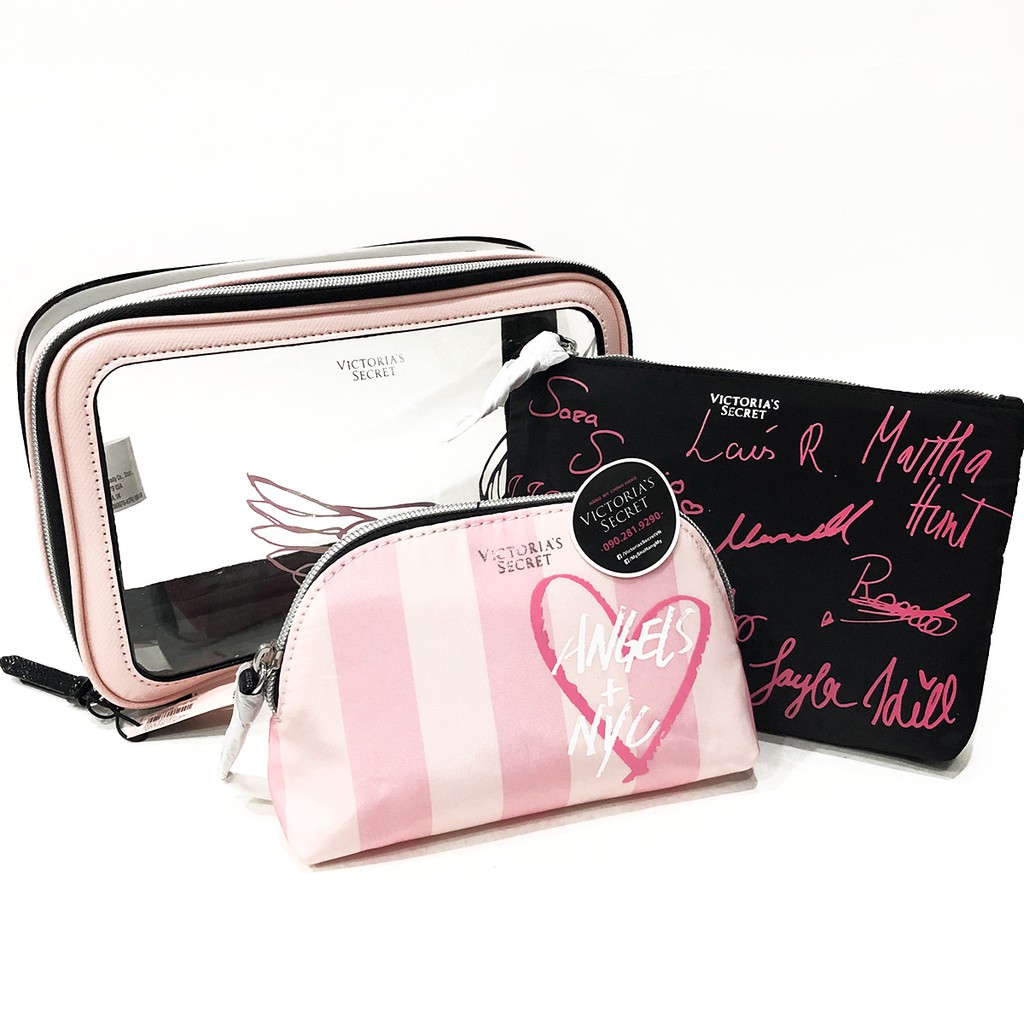 Bộ 3 túi mỹ phẩm cánh hồng cực xinh (151) - Hàng nhập Pink, Victoria's Secret USA