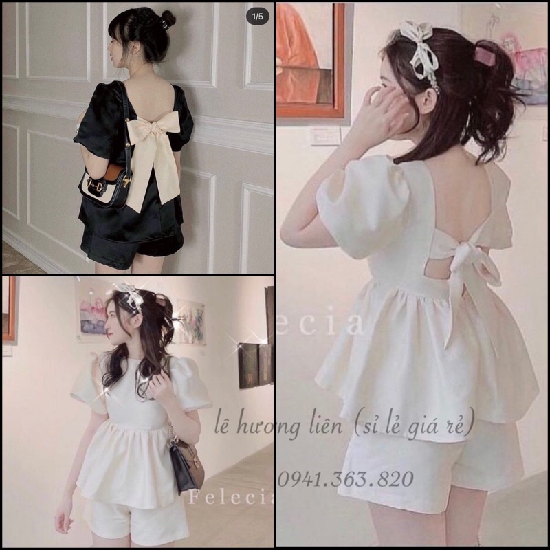 Freeship set áo babydoll nơ lưng kèm quần lụa siêu xinh cho bạn gái - video ảnh thật đủ size