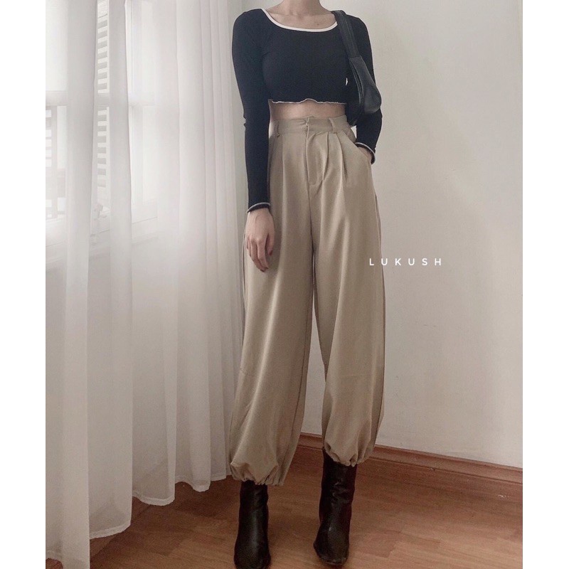 Áo croptop nữ dài tay ôm body chất thun mát xinh xắn