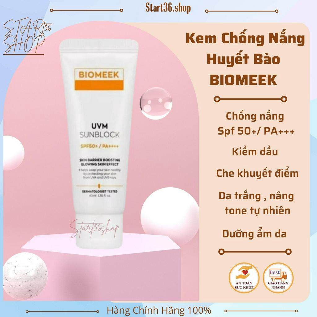 Kem Chống Nắng Huyết Tế Bào Biomeek Chống Nắng Spf 50+ Pa ++++ Nâng Tone Tự Nhiên Kiềm Dầu Dưỡng Ẩm Cho Da Nhạy Cảm 40Ml